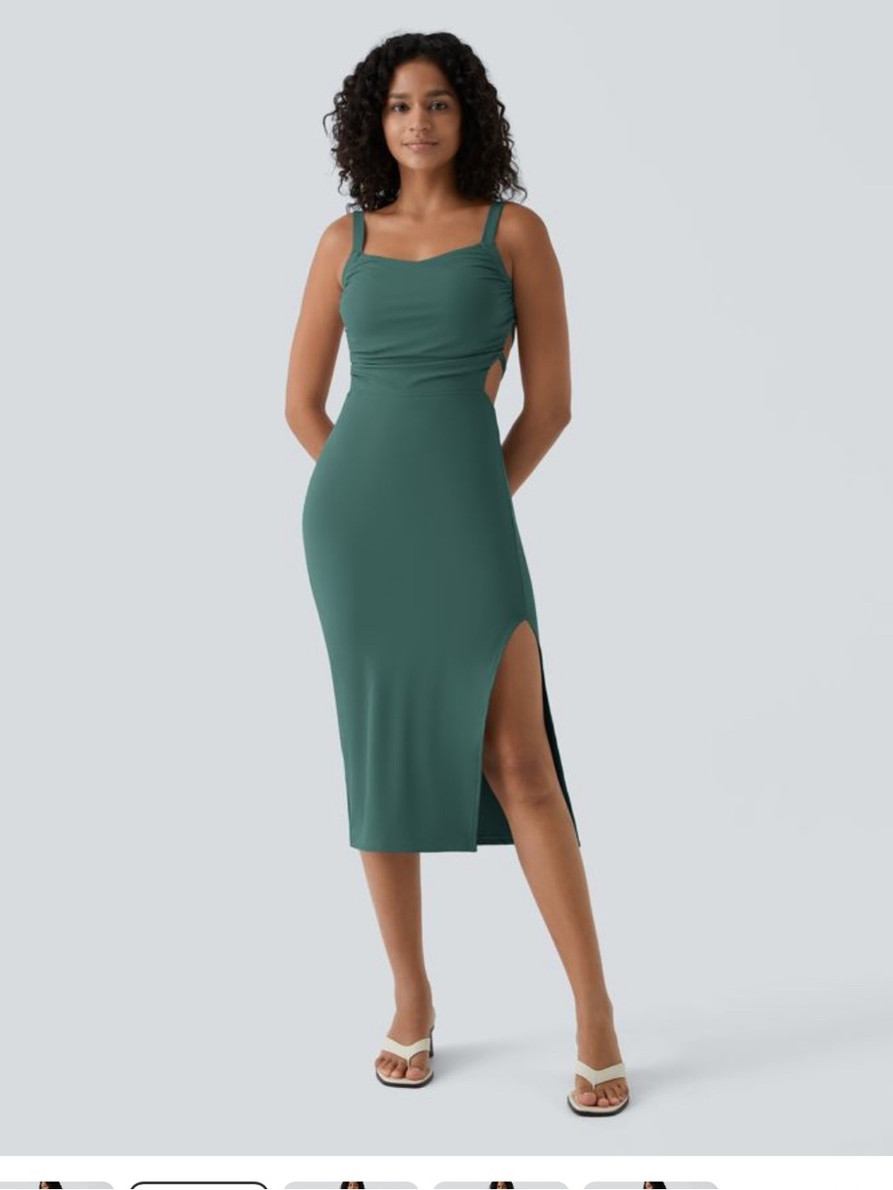 HALARA Teal Green Strappy Midi Dress